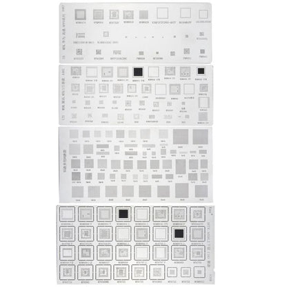 Kaisi 4pcs Solder Paste Stencil Universal Mobile Phone BGA Reballing Stencils 55 Multi-Purpose Steel Mesh, A482+A467+A508