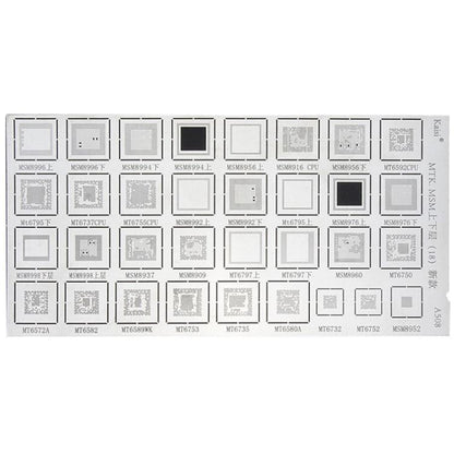 Kaisi 4pcs Solder Paste Stencil Universal Mobile Phone BGA Reballing Stencils 55 Multi-Purpose Steel Mesh, A482+A467+A508
