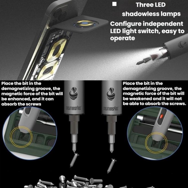 CREATIONSPACE CS0802A 42pcs Mini Electric Rechargeable Screwdriver Set