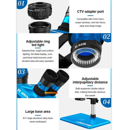 SUNSHINE 71 Ultra-B11 Cell Phone Repair Trinocular Microscope Staggered / Continuous Zoom HD Microscope