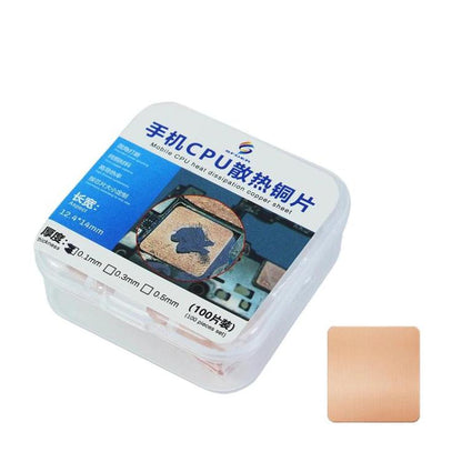 100pcs Red Copper Thermal Cooling Pads For Android Phone CPU High Conductivity Copper Sheets