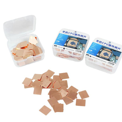 100pcs Red Copper Thermal Cooling Pads For Android Phone CPU High Conductivity Copper Sheets