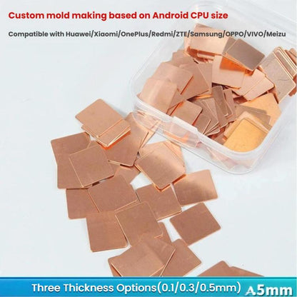 100pcs Red Copper Thermal Cooling Pads For Android Phone CPU High Conductivity Copper Sheets