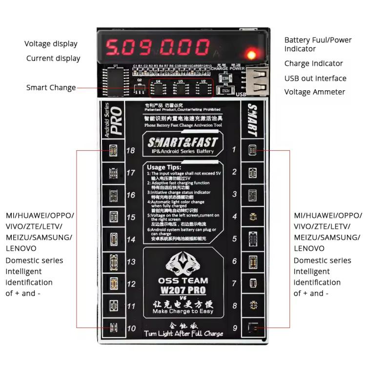 OSS TEAM W207 PRO V7 Battery Activation Detection Board Fast Charge IC Board For Android Devices