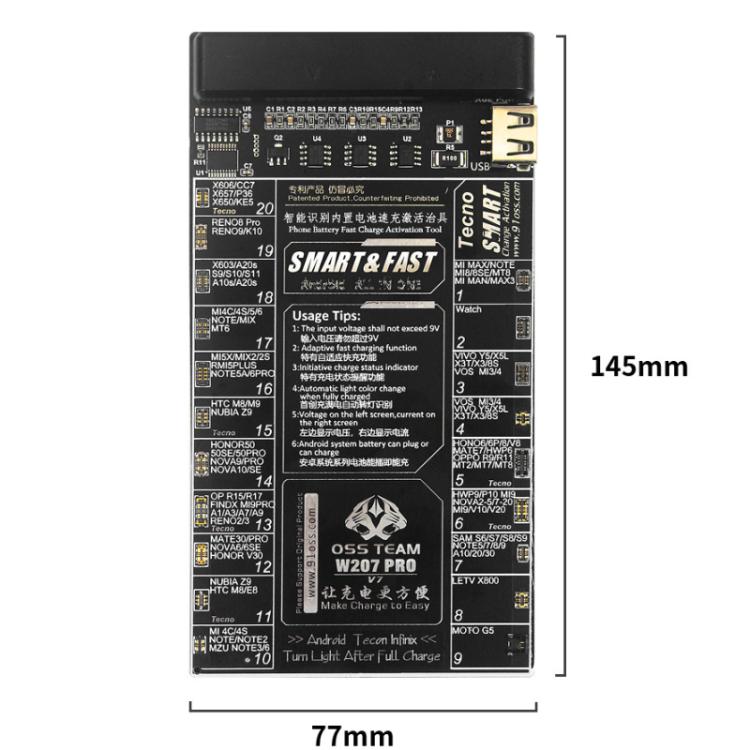 OSS TEAM W207 PRO V7 Battery Activation Detection Board Fast Charge IC Board For Android Devices