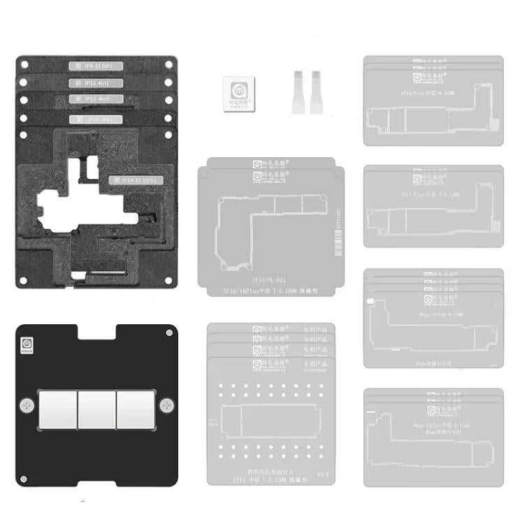 AΜAOΕ X-16 Sereis 28-In-1 Planting Tin Platform Set With Magnet Base Position Plate Middle Layer Solder Tin Net