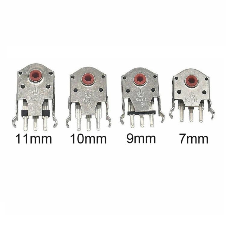 Kailh 5pcs Red Core Dustproof Mouse Scroll Wheel Encoder, 7mm, 9mm, 10mm, 11mm