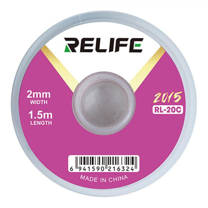 RELIFE RL-20C PCB Solder Cleaning Corrosion-Resistant Solder Removal Tape, 1.5mm x 1.5m, 2mm x 1.5m, 2.5mm x 1.5m, 3mm x 1.5m, 3.5mm x 1.5m