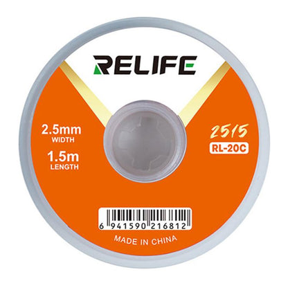 RELIFE RL-20C PCB Solder Cleaning Corrosion-Resistant Solder Removal Tape, 2mm x 1.5m, 2.5mm x 1.5m, 3mm x 1.5m, 3.5mm x 1.5m