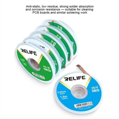 RELIFE RL-20C PCB Solder Cleaning Corrosion-Resistant Solder Removal Tape, 2mm x 1.5m, 2.5mm x 1.5m, 3mm x 1.5m, 3.5mm x 1.5m