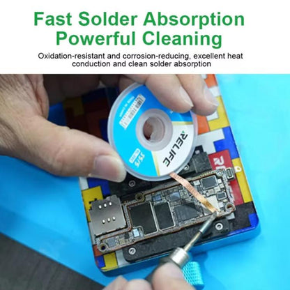 RELIFE RL-20C PCB Solder Cleaning Corrosion-Resistant Solder Removal Tape, 2mm x 1.5m, 2.5mm x 1.5m, 3mm x 1.5m, 3.5mm x 1.5m