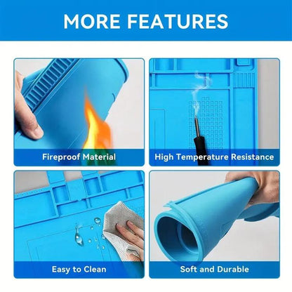 Magnetic Silicone Soldering Mat Heat Resistant Work Mat for Electronics Repair  17.7 x 11.8 Inch