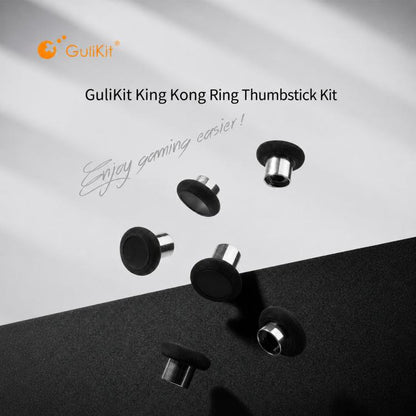 GuliKit NS34 King Kong Ring Thumbstick Kit 6-in-1 Replacement Joystick Caps with 3 Heights Compatible with GuliKit KingKong Controller Series, NS34 Black, NS34 Gray