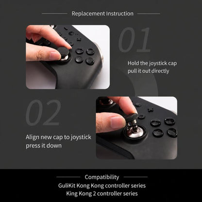 GuliKit NS34 King Kong Ring Thumbstick Kit 6-in-1 Replacement Joystick Caps with 3 Heights Compatible with GuliKit KingKong Controller Series, NS34 Black, NS34 Gray