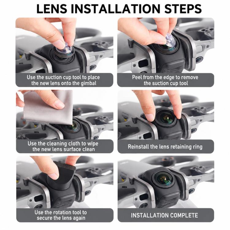 For DJI Avata 360 Replacement Lens Kit Optical Glass Camera Lens Cover Repair with Removal Wrench Tool, 1 Set, 2 Sets