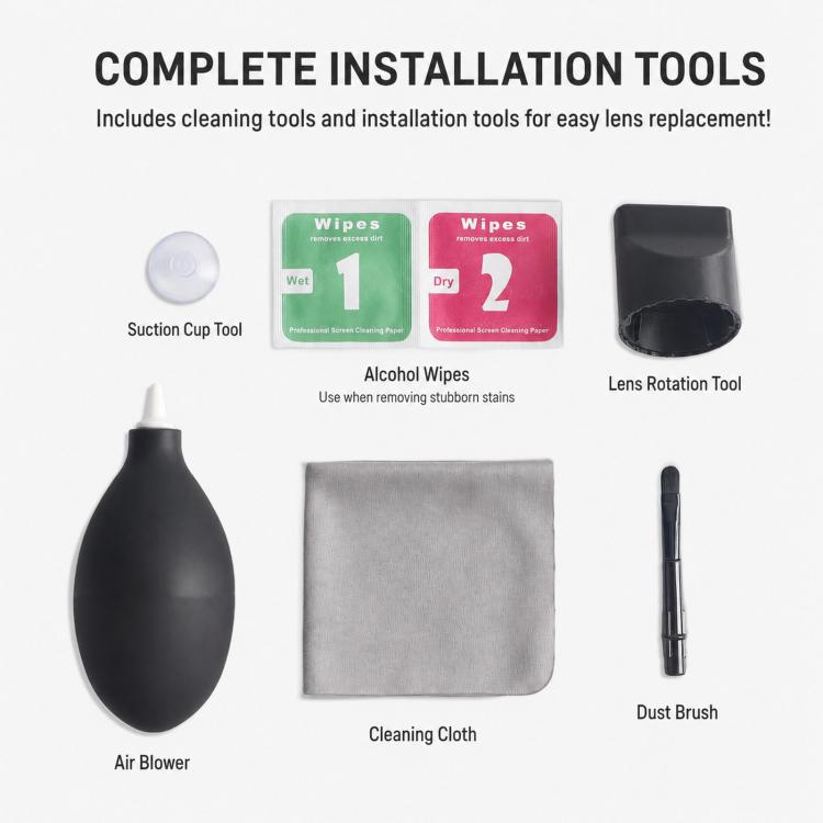 For DJI Avata 360 Replacement Lens Kit Optical Glass Camera Lens Cover Repair with Removal Wrench Tool, 1 Set, 2 Sets