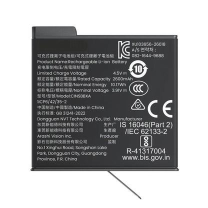 For Insta360 X6 Original Xtreme Battery 2600mAh, 2600mAh Xtreme Battery