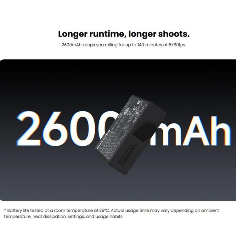For Insta360 X6 Original Xtreme Battery 2600mAh, 2600mAh Xtreme Battery