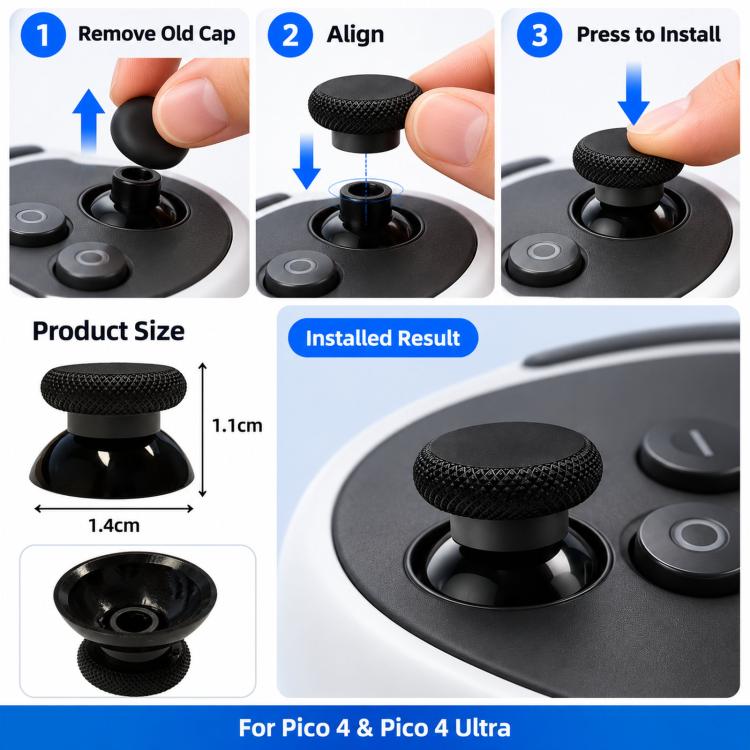For Pico 4 & Pico 4 Ultra VR Controller Replacement Joystick Cap 3D Thumbstick Mushroom Head, oystick Cap