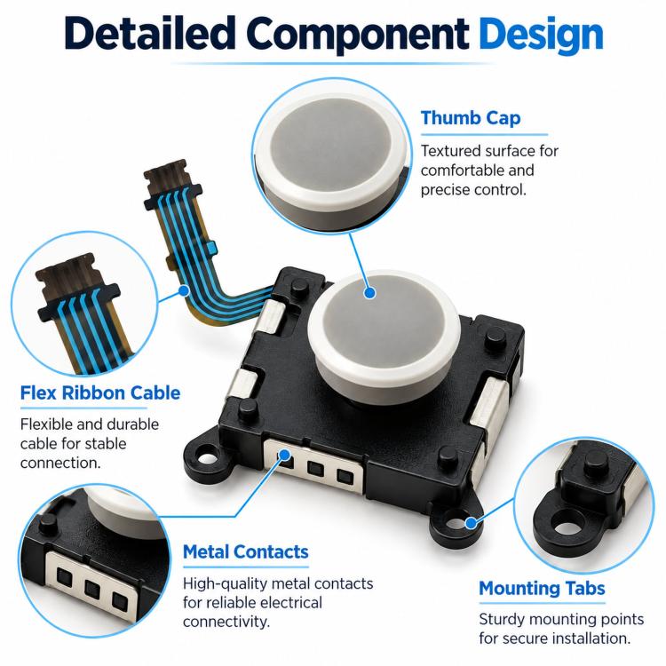 3D Analog Joystick Replacement Module For PS Vita 2000 Precision Controller Thumbstick Repair Part, Joystick White, Joystick Black