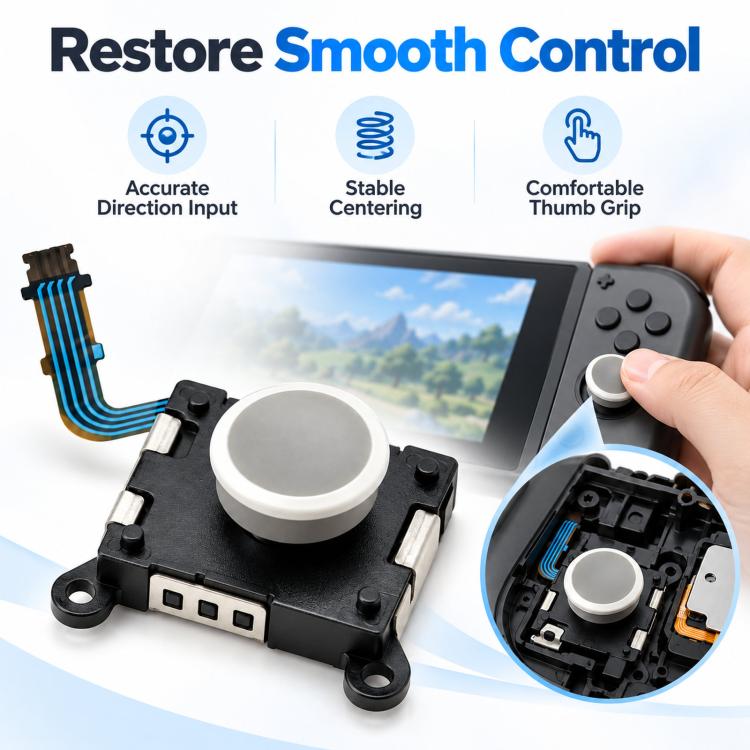 3D Analog Joystick Replacement Module For PS Vita 2000 Precision Controller Thumbstick Repair Part, Joystick White, Joystick Black