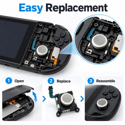 3D Analog Joystick Replacement Module For PS Vita 2000 Precision Controller Thumbstick Repair Part, Joystick White, Joystick Black