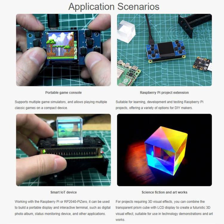 1.3 inch LCD Game Console For Raspberry Pi 240x240 Resolution Integrated ST7789 Driver Chip SPI Communication, WAVESHARE 29421, WAVESHARE 29422